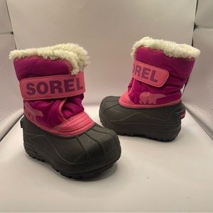 Sorel boots girls size 7 Toddler Commander snow Pink Winter